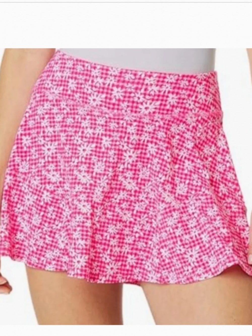 LILLY PULITZER Aura Pink check you out CORRINE skort luxletic UPF 50 Size L.
